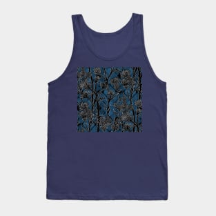 Black and Blue Thistle Flowers Tank Top